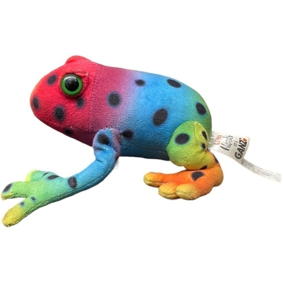 VINTAGE Ganz Rainforest Frog Plush Stuffed Animal H14394 Multicolored Rainbow - Picture 2 of 11